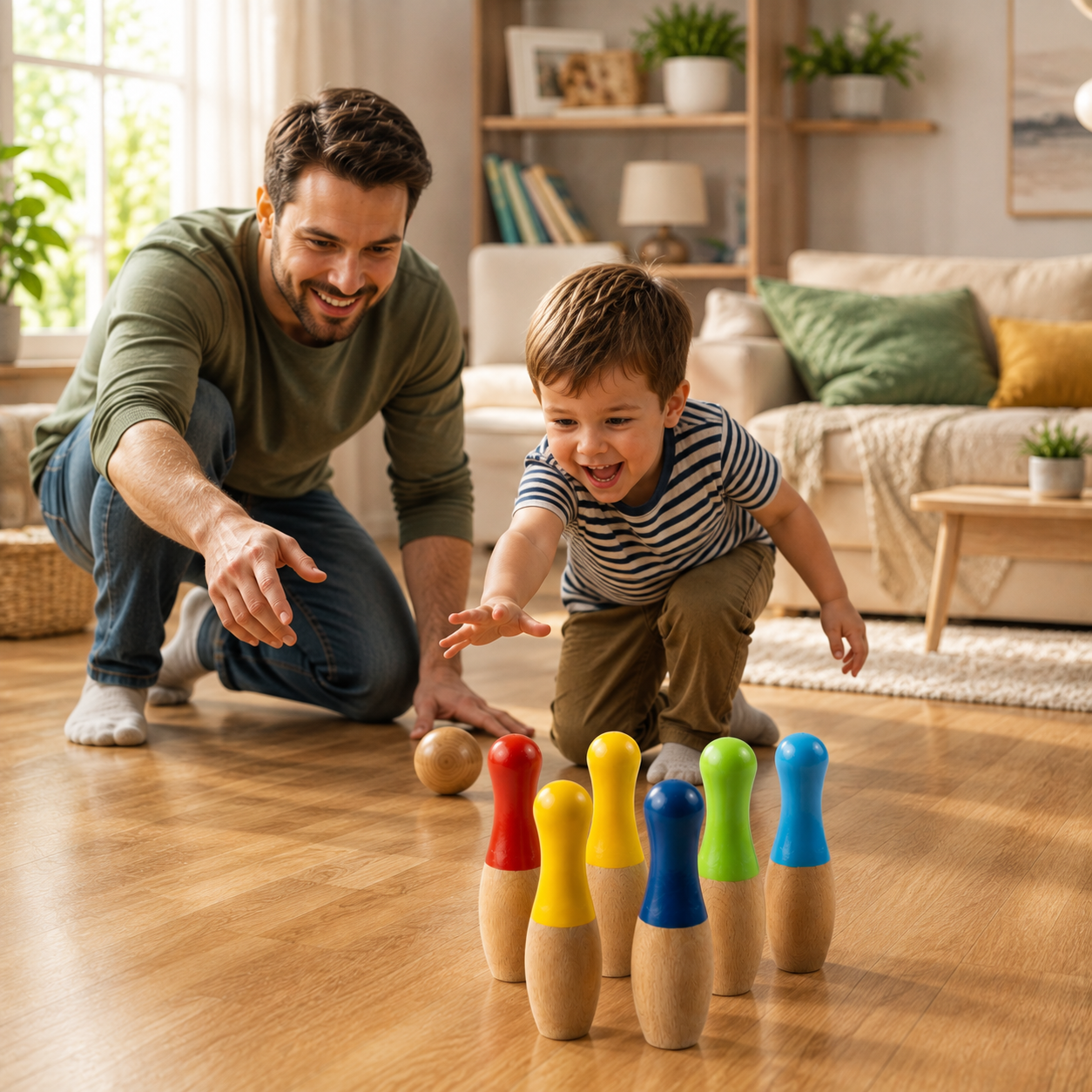 Wooden Bowling Game Set