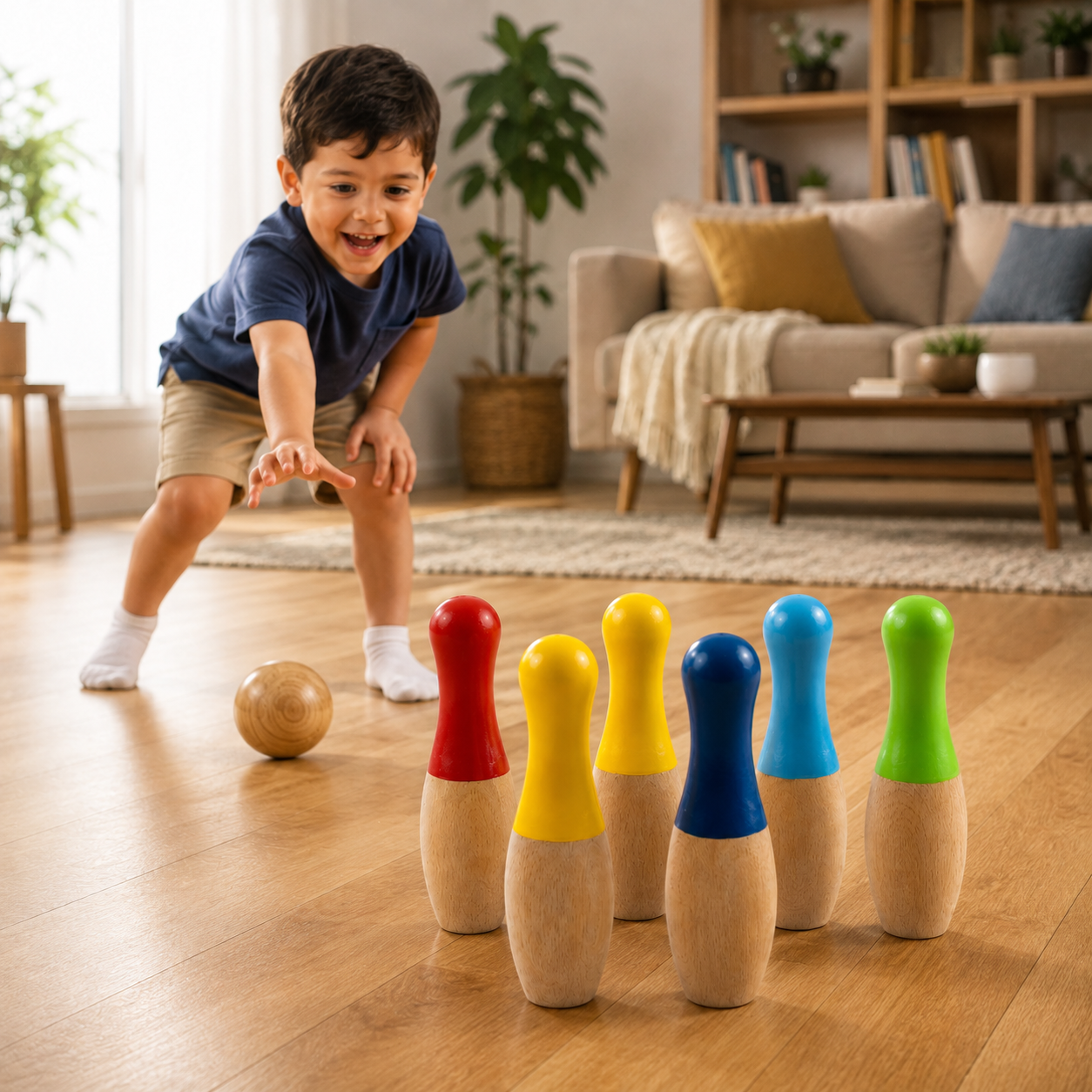 Wooden Bowling Game Set